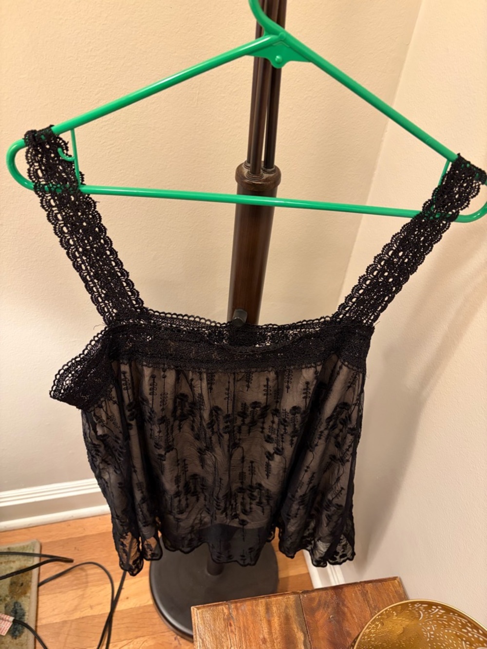Black Lace Overlay Cami Top